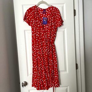 NWT Seraphine Maternity Red Floral Print Wrap Dress Size 4